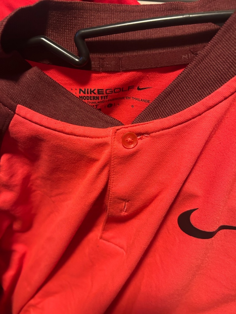Nike Red Polo with Dark Maroon Collar